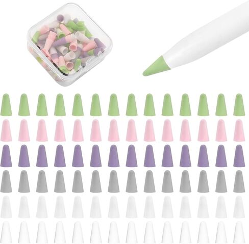 100 pcs Silicone Nib Sleeves Compatible with Apple Pencil Tips, Professional Liquid Silicone Nibs Cover Replacement for 1st & 2nd Gen &USB-C, Writing Anti-Slip Protective Case for Apple iPad Pencil in Saudi Arabia