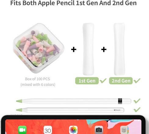 100 pcs Silicone Nib Sleeves Compatible with Apple Pencil Tips, Professional Liquid Silicone Nibs Cover Replacement for 1st & 2nd Gen &USB-C, Writing Anti-Slip Protective Case for Apple iPad Pencil in Saudi Arabia