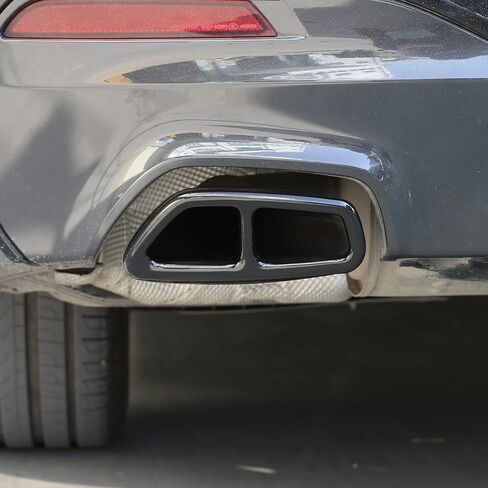 Pipe Throat Exhaust Outputs Tail Cover Trim Compatible with BMW 5 Series G30 G38 2018 2019 2020 2021 2022 Car Exterior Accessories Stainless Steel 2PCS (Style B-Glossy Black) in Saudi Arabia