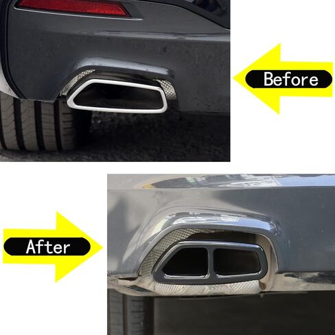 Pipe Throat Exhaust Outputs Tail Cover Trim Compatible with BMW 5 Series G30 G38 2018 2019 2020 2021 2022 Car Exterior Accessories Stainless Steel 2PCS (Style B-Glossy Black) in Saudi Arabia