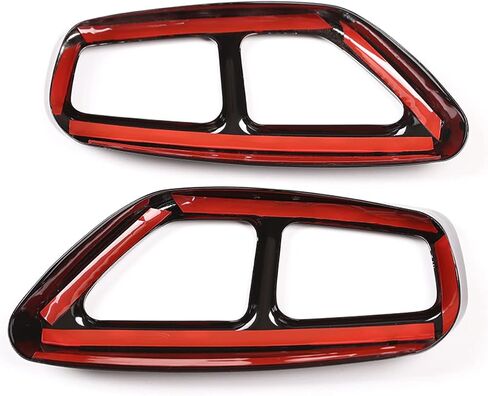 Pipe Throat Exhaust Outputs Tail Cover Trim Compatible with BMW 5 Series G30 G38 2018 2019 2020 2021 2022 Car Exterior Accessories Stainless Steel 2PCS (Style B-Glossy Black) in Saudi Arabia