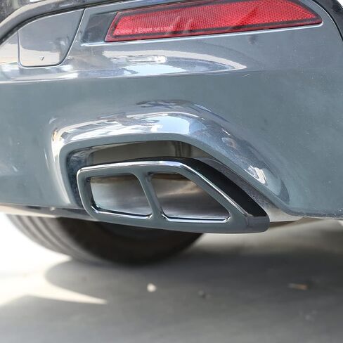 Pipe Throat Exhaust Outputs Tail Cover Trim Compatible with BMW 5 Series G30 G38 2018 2019 2020 2021 2022 Car Exterior Accessories Stainless Steel 2PCS (Style B-Glossy Black) in Saudi Arabia