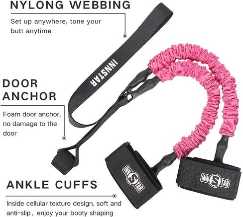 INNSTAR Booty Resistance Band Glute Cord Cable Machine for Hip Home Workout Cable Kickbacks with Instructions & Carry Bag in Saudi Arabia