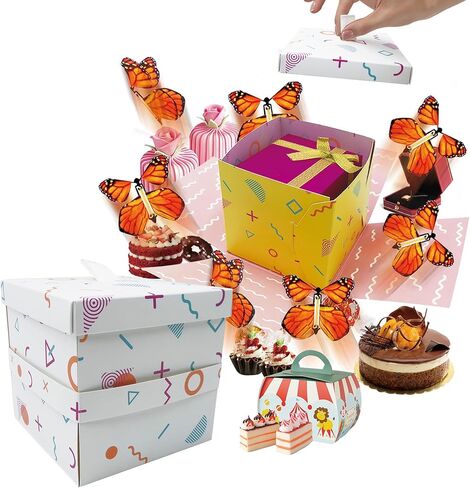 صندوق انفجار KOWLOON مع فراشات طائرة، صندوق هدايا مفاجئ، صندوق هدايا انفجار DIY صندوق فراشة مفاجئ لأعياد الميلاد، الحفلات، الذكرى السنوية، عيد الحب، الزفاف (أسود) in Kuwait