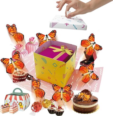 صندوق انفجار KOWLOON مع فراشات طائرة، صندوق هدايا مفاجئ، صندوق هدايا انفجار DIY صندوق فراشة مفاجئ لأعياد الميلاد، الحفلات، الذكرى السنوية، عيد الحب، الزفاف (أسود) in Kuwait