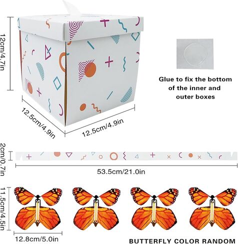صندوق انفجار KOWLOON مع فراشات طائرة، صندوق هدايا مفاجئ، صندوق هدايا انفجار DIY صندوق فراشة مفاجئ لأعياد الميلاد، الحفلات، الذكرى السنوية، عيد الحب، الزفاف (أسود) in Kuwait