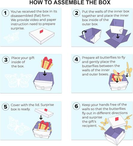 صندوق انفجار KOWLOON مع فراشات طائرة، صندوق هدايا مفاجئ، صندوق هدايا انفجار DIY صندوق فراشة مفاجئ لأعياد الميلاد، الحفلات، الذكرى السنوية، عيد الحب، الزفاف (أسود) in Kuwait