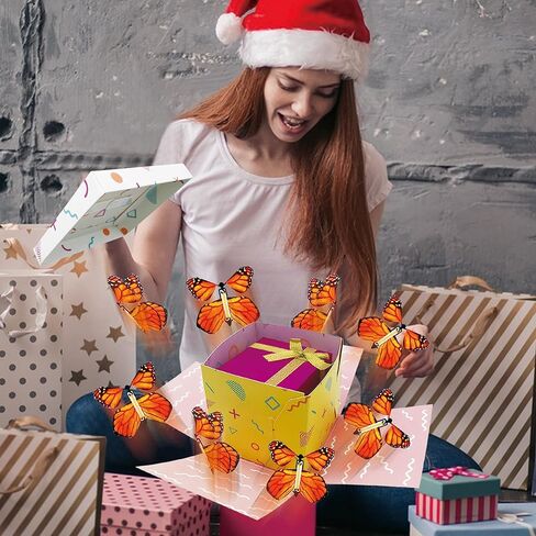 صندوق انفجار KOWLOON مع فراشات طائرة، صندوق هدايا مفاجئ، صندوق هدايا انفجار DIY صندوق فراشة مفاجئ لأعياد الميلاد، الحفلات، الذكرى السنوية، عيد الحب، الزفاف (أسود) in Kuwait