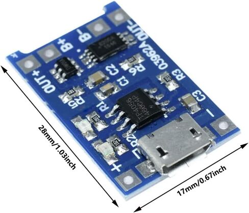 10PCS 5V 1A Micro USB 18650 Lithium Battery Charging Board TP4056 Charger Module with Protection (Pack of 10) in Saudi Arabia
