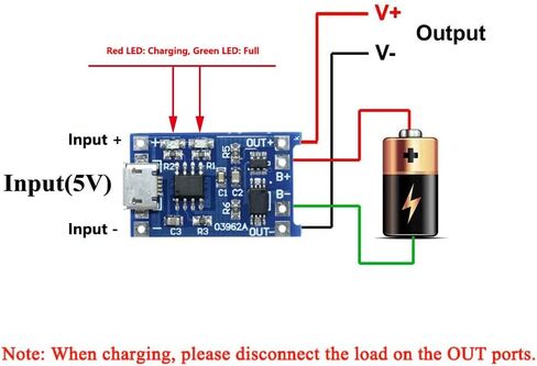 10PCS 5V 1A Micro USB 18650 Lithium Battery Charging Board TP4056 Charger Module with Protection (Pack of 10) in Saudi Arabia