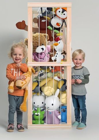 ZooCubby® قفص تخزين حديقة الحيوانات المحشوة، منظم تخزين الألعاب القطيفة - قفص حديقة الحيوان لتخزين الحيوانات المحشوة (خشب البتولا) in Saudi Arabia