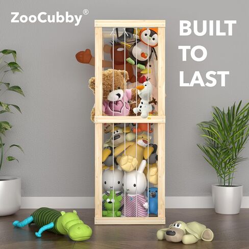 ZooCubby® قفص تخزين حديقة الحيوانات المحشوة، منظم تخزين الألعاب القطيفة - قفص حديقة الحيوان لتخزين الحيوانات المحشوة (خشب البتولا) in Saudi Arabia