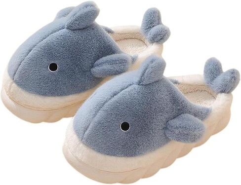 Women's Cotton Slippers Shark Slippers Adult Warm Plush Slippers Animal Slippers Men's Indoor Home and Outdoor Shoes for Winter Warmth Whale Shoe in Saudi Arabia