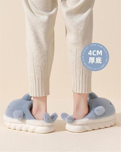 Women's Cotton Slippers Shark Slippers Adult Warm Plush Slippers Animal Slippers Men's Indoor Home and Outdoor Shoes for Winter Warmth Whale Shoe in Saudi Arabia
