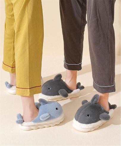 Women's Cotton Slippers Shark Slippers Adult Warm Plush Slippers Animal Slippers Men's Indoor Home and Outdoor Shoes for Winter Warmth Whale Shoe in Saudi Arabia