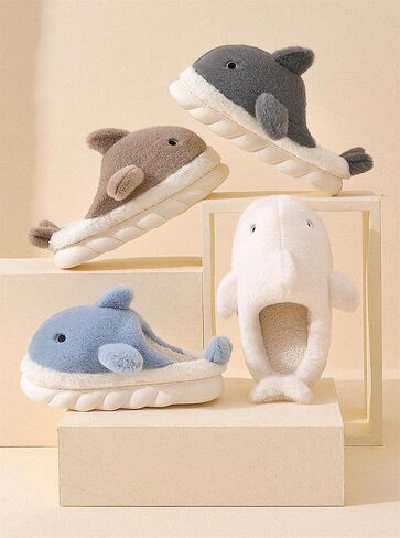 Women's Cotton Slippers Shark Slippers Adult Warm Plush Slippers Animal Slippers Men's Indoor Home and Outdoor Shoes for Winter Warmth Whale Shoe in Saudi Arabia