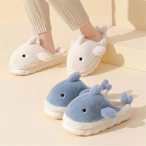 Women's Cotton Slippers Shark Slippers Adult Warm Plush Slippers Animal Slippers Men's Indoor Home and Outdoor Shoes for Winter Warmth Whale Shoe in Saudi Arabia