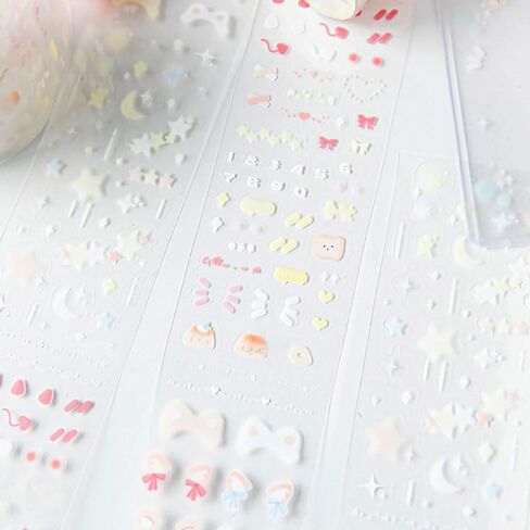 4 لفات من ملصقات شريط واشي اللطيفة لسكرابوكينغ، ملصقات شريط PET لليوميات، مجموعة شريط واشي واسعة ملصقات المجلات غير المرغوب فيها، شريط كاواي كارتوني مغسول DIY ديكور لملصقات لوازم سجل القصاصات in Kuwait