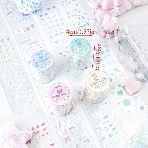 4 لفات من ملصقات شريط واشي اللطيفة لسكرابوكينغ، ملصقات شريط PET لليوميات، مجموعة شريط واشي واسعة ملصقات المجلات غير المرغوب فيها، شريط كاواي كارتوني مغسول DIY ديكور لملصقات لوازم سجل القصاصات in Kuwait