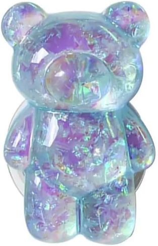 Kawaii Clear Transparent Colorful Glitter Bear Phone Grip Candy Inspired Jelly Bear Phone Accessory for iPhone and Android (Blue) in Saudi Arabia