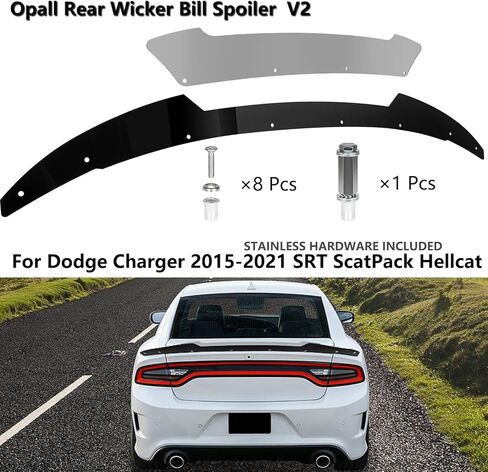سبويلر خلفي من الخيزران V2 لسيارة دودج تشارجر 2015,2016,2017,2018,2019,2020,2021 SRT ScatPack Hellcat، سبويلر خلفي إضافي 2 قطعة in Kuwait