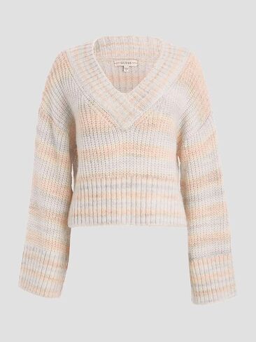 GUESS Women's Long Sleeve Space Dye Neena V-Neck Sweater in Saudi Arabia