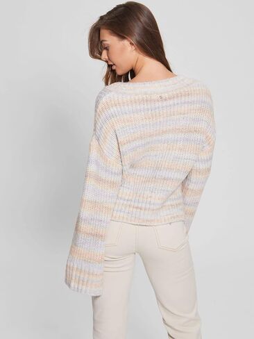 GUESS Women's Long Sleeve Space Dye Neena V-Neck Sweater in Saudi Arabia