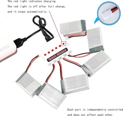 Maxmoral 1PC 6 in 1 Max 2.5A Current Input 3.7V Lipo Battery Fast Charger for RC Drone in Saudi Arabia