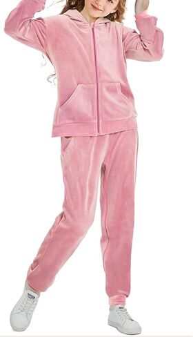 Girls Velour Tracksuit Sweatsuits Set 2 Piece Outfits Zip Up Hoodies and Pants Sportswear Jogging Suit in Saudi Arabia