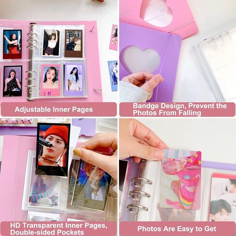 Kpop Photocard Binder A5 Binder Sleeves 20 Sheets 160 Pockets 3 Inch Photo Album in Loose Leaf Refillable 6 Ring Photocard Holder Book with 4Pcs Stickers for Picture Cards Storage (White) in Saudi Arabia