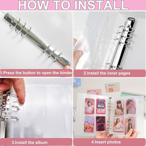Kpop Photocard Binder A5 Binder Sleeves 20 Sheets 160 Pockets 3 Inch Photo Album in Loose Leaf Refillable 6 Ring Photocard Holder Book with 4Pcs Stickers for Picture Cards Storage (White) in Saudi Arabia