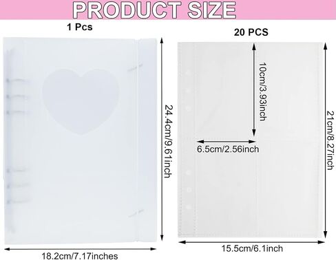 Kpop Photocard Binder A5 Binder Sleeves 20 Sheets 160 Pockets 3 Inch Photo Album in Loose Leaf Refillable 6 Ring Photocard Holder Book with 4Pcs Stickers for Picture Cards Storage (White) in Saudi Arabia