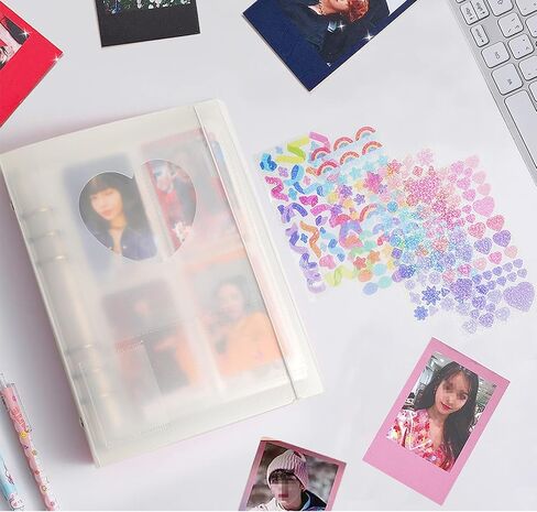 Kpop Photocard Binder A5 Binder Sleeves 20 Sheets 160 Pockets 3 Inch Photo Album in Loose Leaf Refillable 6 Ring Photocard Holder Book with 4Pcs Stickers for Picture Cards Storage (White) in Saudi Arabia