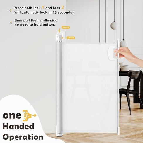 Retractable Baby Gate Mesh Baby Door Gate Versatile and Easy-to-Use Baby Gate Retractable Design, 33" Height, Expands up to 55" Wide - Perfect for Stairs, Doorways, and Indoor/Outdoor Use in Saudi Arabia