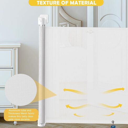 Retractable Baby Gate Mesh Baby Door Gate Versatile and Easy-to-Use Baby Gate Retractable Design, 33" Height, Expands up to 55" Wide - Perfect for Stairs, Doorways, and Indoor/Outdoor Use in Saudi Arabia