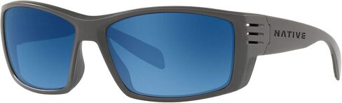 نظارة شمسية Native Man بإطار أسود غير لامع، عدسات خضراء عاكسة، 61 ملم in Kuwait