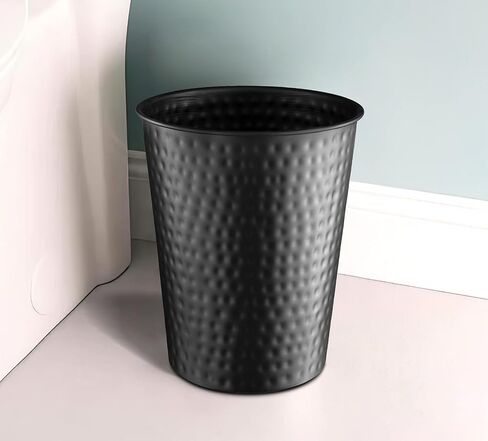 Monarch Abode 19428 Hand Hammered Metal Wastebasket Trash Can for Home Office Bedroom, Decorative Wastebasket, Modern Bathroom Decor, Durable, Pewter in Saudi Arabia