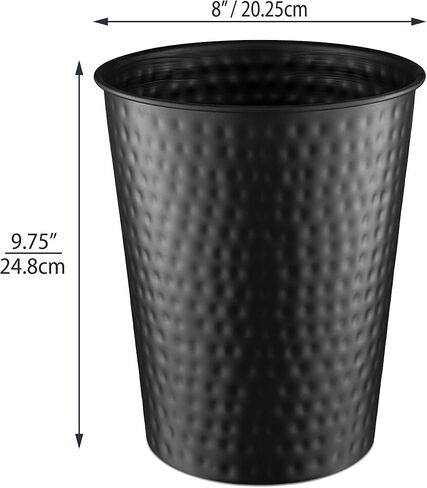 Monarch Abode 19428 Hand Hammered Metal Wastebasket Trash Can for Home Office Bedroom, Decorative Wastebasket, Modern Bathroom Decor, Durable, Pewter in Saudi Arabia