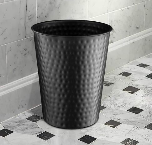 Monarch Abode 19428 Hand Hammered Metal Wastebasket Trash Can for Home Office Bedroom, Decorative Wastebasket, Modern Bathroom Decor, Durable, Pewter in Saudi Arabia
