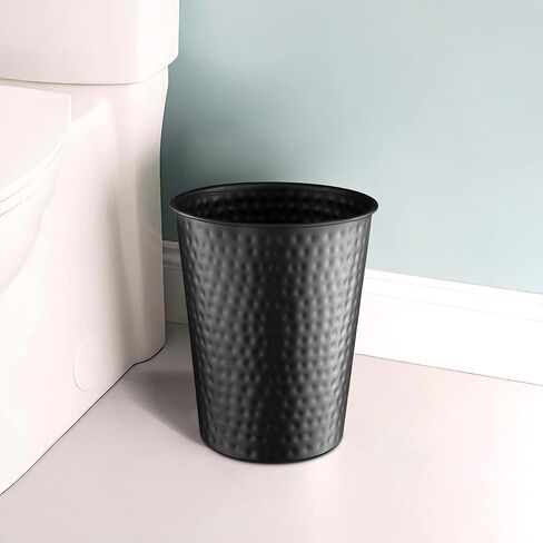 Monarch Abode 19428 Hand Hammered Metal Wastebasket Trash Can for Home Office Bedroom, Decorative Wastebasket, Modern Bathroom Decor, Durable, Pewter in Saudi Arabia