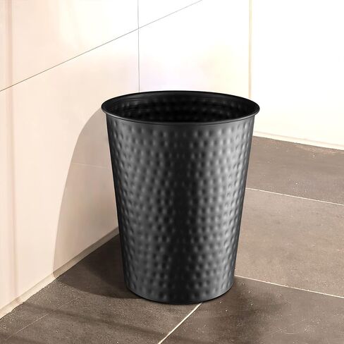 Monarch Abode 19428 Hand Hammered Metal Wastebasket Trash Can for Home Office Bedroom, Decorative Wastebasket, Modern Bathroom Decor, Durable, Pewter in Saudi Arabia