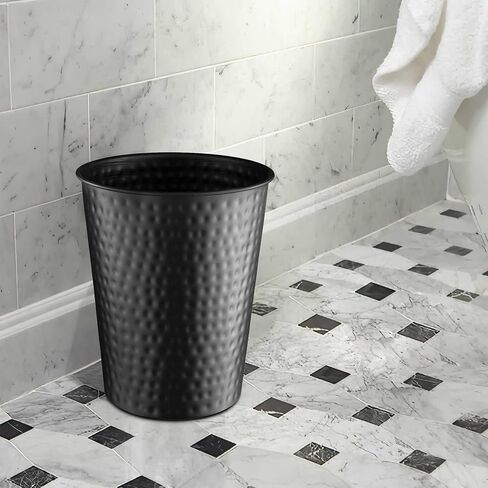 Monarch Abode 19428 Hand Hammered Metal Wastebasket Trash Can for Home Office Bedroom, Decorative Wastebasket, Modern Bathroom Decor, Durable, Pewter in Saudi Arabia