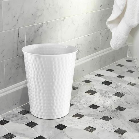 Monarch Abode 19428 Hand Hammered Metal Wastebasket Trash Can for Home Office Bedroom, Decorative Wastebasket, Modern Bathroom Decor, Durable, Pewter in Saudi Arabia