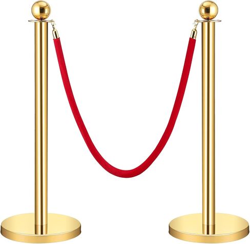 قطعتان من الحبال والأعمدة المخملية بطول 5 أقدام مع قاعدة صلبة، حواجز للتحكم في الحشود من الحبال المخملية الحمراء مع عمود ذهبي مع قمة كروية، مثالية للسجاد الأحمر، وحفلات الزفاف، والمعارض in Kuwait