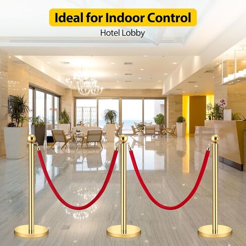 قطعتان من الحبال والأعمدة المخملية بطول 5 أقدام مع قاعدة صلبة، حواجز للتحكم في الحشود من الحبال المخملية الحمراء مع عمود ذهبي مع قمة كروية، مثالية للسجاد الأحمر، وحفلات الزفاف، والمعارض in Kuwait