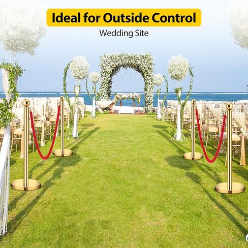 قطعتان من الحبال والأعمدة المخملية بطول 5 أقدام مع قاعدة صلبة، حواجز للتحكم في الحشود من الحبال المخملية الحمراء مع عمود ذهبي مع قمة كروية، مثالية للسجاد الأحمر، وحفلات الزفاف، والمعارض in Kuwait