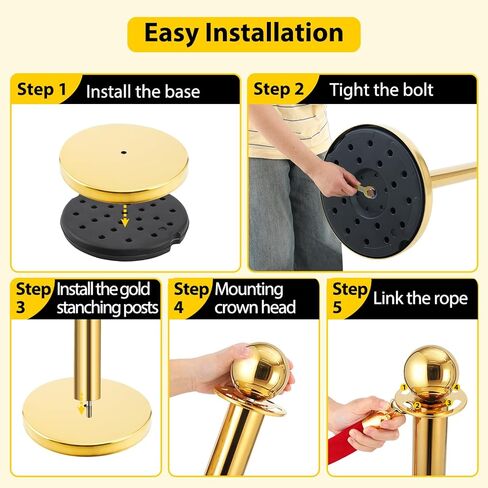 قطعتان من الحبال والأعمدة المخملية بطول 5 أقدام مع قاعدة صلبة، حواجز للتحكم في الحشود من الحبال المخملية الحمراء مع عمود ذهبي مع قمة كروية، مثالية للسجاد الأحمر، وحفلات الزفاف، والمعارض in Kuwait