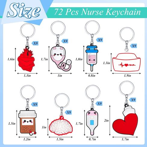 Henoyso 72 Pcs Nurse Keychain Bulk with 72 Pcs Cards CNA Week Gifts Bulk 2024 for Women Nurse Accessories Nurse Party Favors Key Chains with Thank You Cards for Nurse Appreciation Graduation Gifts in Saudi Arabia