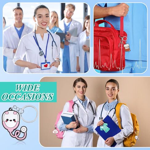 Henoyso 72 Pcs Nurse Keychain Bulk with 72 Pcs Cards CNA Week Gifts Bulk 2024 for Women Nurse Accessories Nurse Party Favors Key Chains with Thank You Cards for Nurse Appreciation Graduation Gifts in Saudi Arabia