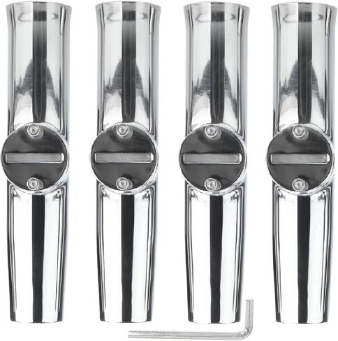 NovelBee 4pcs Stainless Tournament Style Clamp on Fishing Rod Holders,Rail Mount Fishing Rod Pole Holder for Marine Boat Yacht in Saudi Arabia